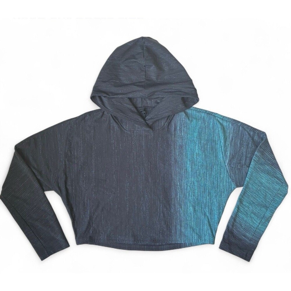 Lululemon Lab Varsa Hoodie Women’s Small Black Blue Cropped Workout Athleisure